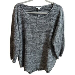 Boutique + Womens Gray Scoop Neck Sweater with a high-low hemline